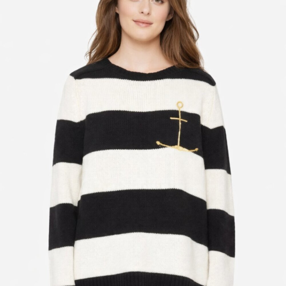 Sandrine Rose x Free People Karma Anchor Cashmere Sweater • Black/White • M NWT